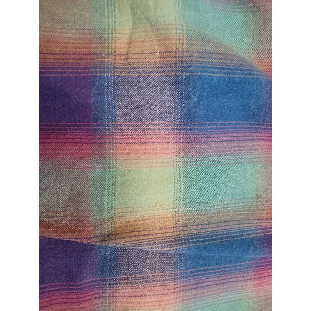 Vintage Levi's Rainbow Plaid Flannel Long Sleeve Button Up Shirt Size Mens Large